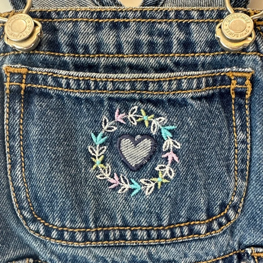 VTG Gymboree Rainbow Label 1999 12-18 Months Girls Embroidered Overalls XX-SMALL